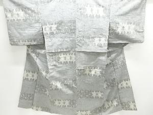 麻の葉模様織り出し手織り紬単衣着物(内袖付き)